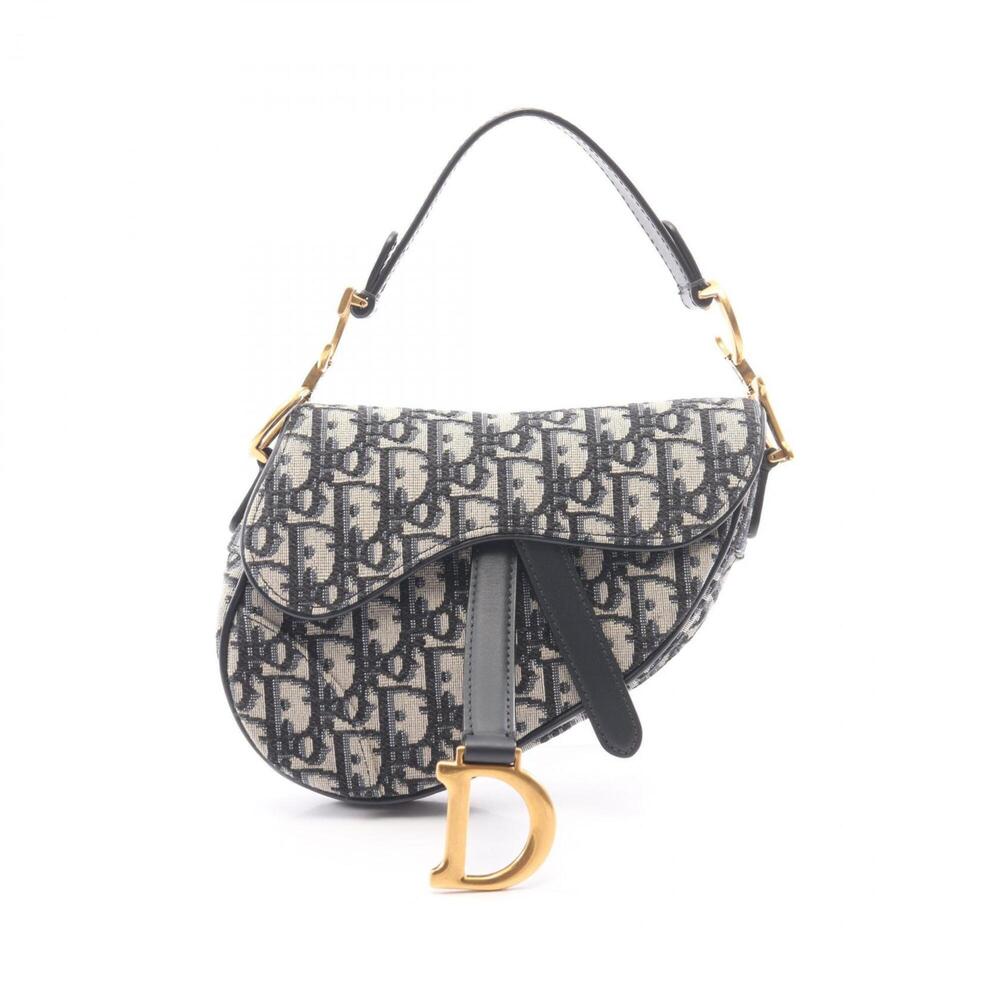 Christian Dior Dior Saddle Bag Mini Oblique Jacquard Handbag, Canvas Leather,...